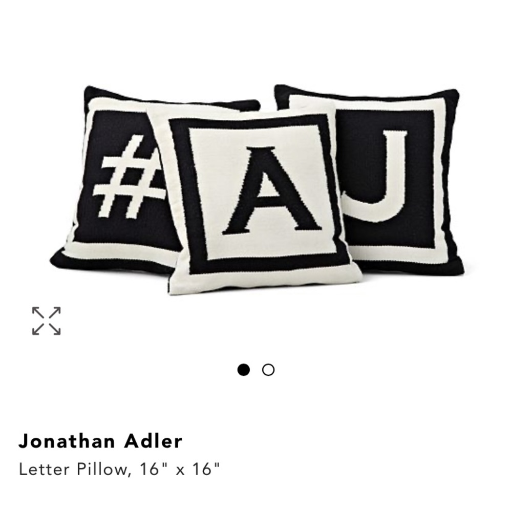 Jonathan Adler initial pillow, D
